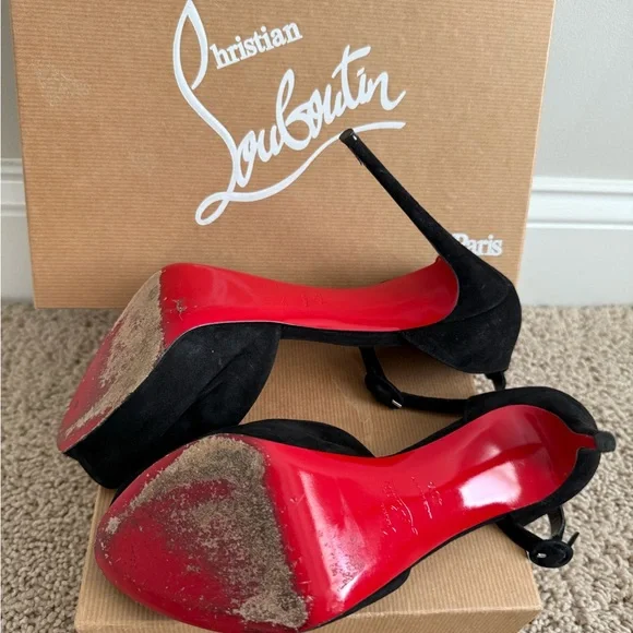 Christian Louboutin Aketata 120 Black Suede Platform Sandal - Picture 14 of 14